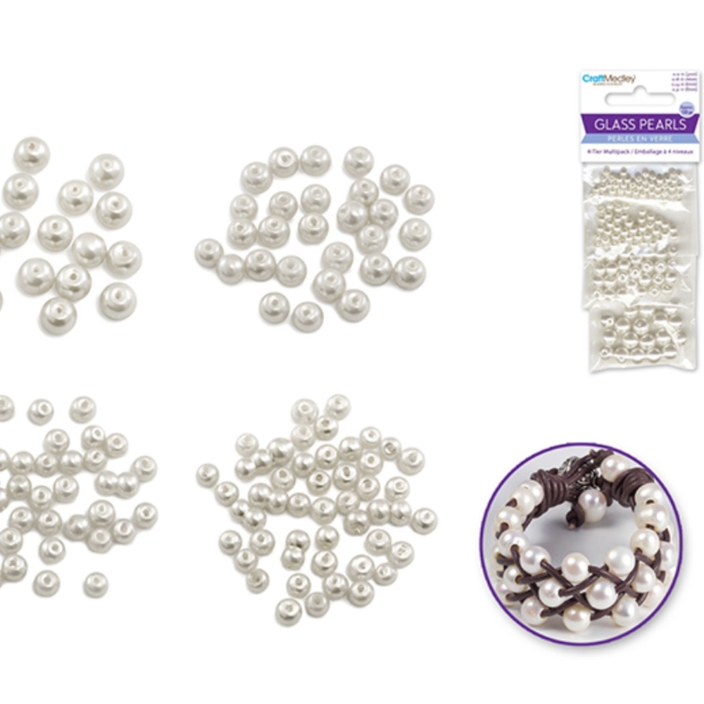 🆕 NEW Pearl Beads: 3/4/6/8mm Glass Fired Pearls Asst B) Pearl White